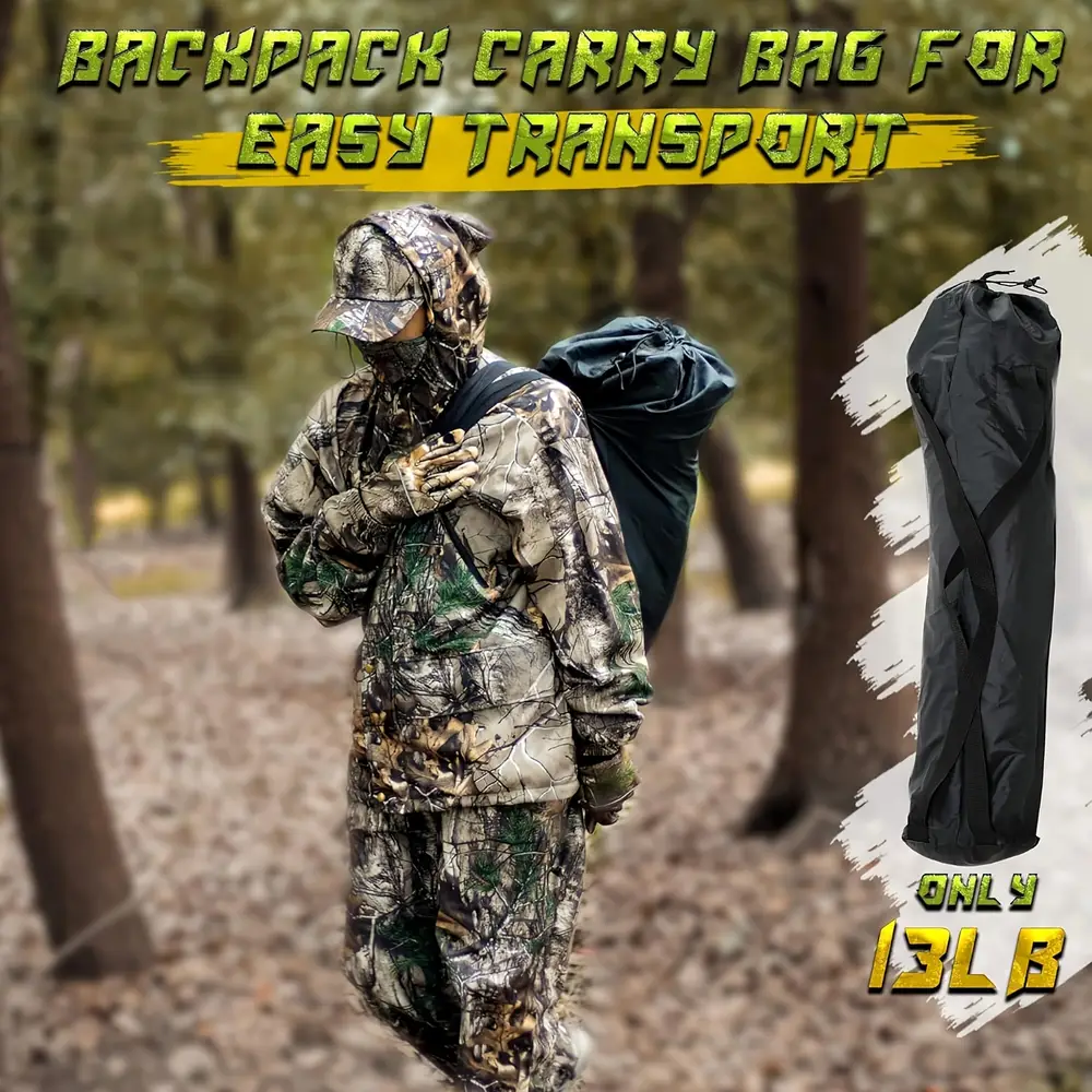 Tente d’affût portable 270° avec sac de transport – idéale chasse cerf et dindon