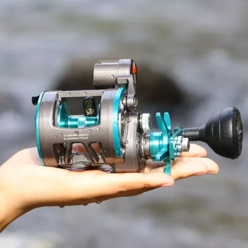 Moulinet traîne pêche main droite avec compteur de ligne et bobine 3+1 roulements