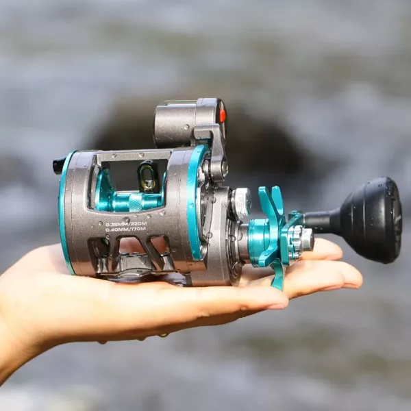 Moulinet traîne pêche main droite avec compteur de ligne et bobine 3+1 roulements