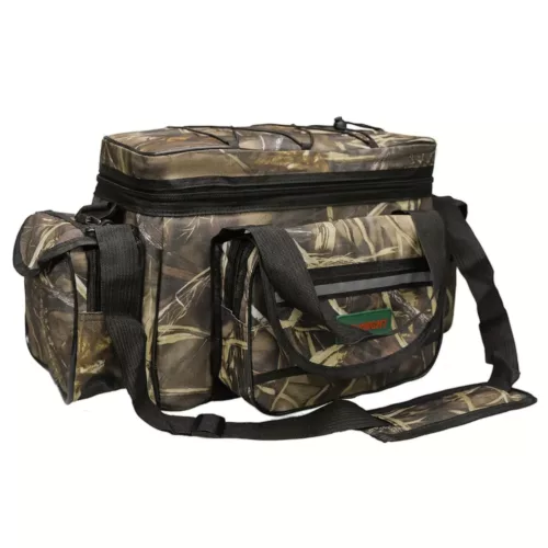 Sac de pêche à bandoulière camouflage – rangement équipement mer et carpe
