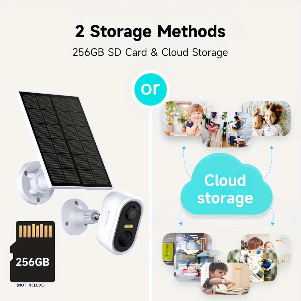 Caméra de sécurité extérieure sans fil solaire 3MP – vision nocturne couleur AI