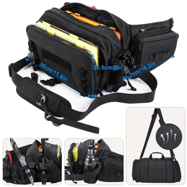 Sac de pêche multifonction avec bretelles – rangement matériel et accessoires