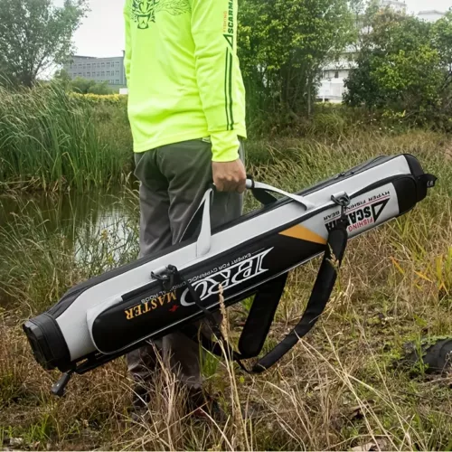 Sac à dos de pêche rigide double couche avec support et emplacement parapluie