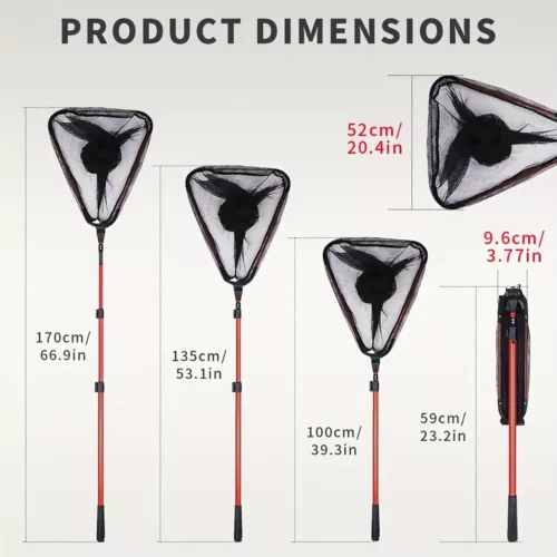 Filet de pêche pliable triangulaire – léger, solide et facile à transporter