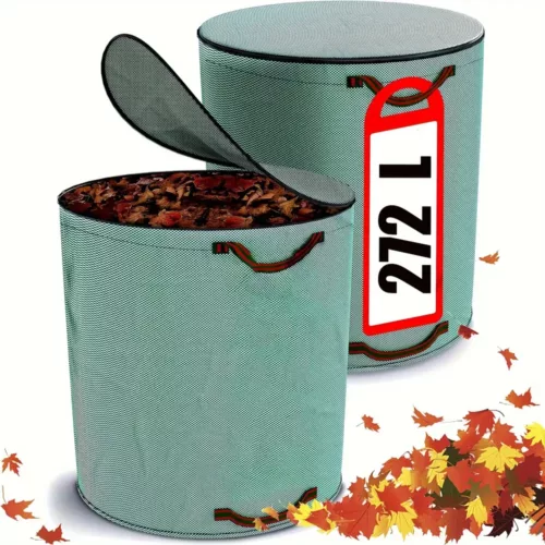 Sacs à déchets de jardin avec fermeture éclair – lot de 2 avec couvercle
