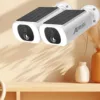 Caméras de surveillance extérieures solaires sans fil – lot de 2 avec détection mouvement