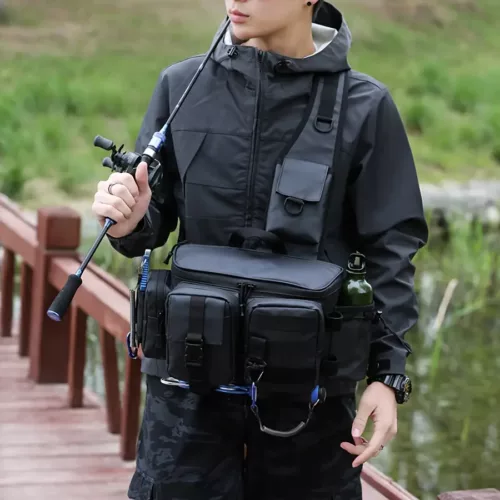 Sac de pêche multifonction avec canne intégrée et kit complet d’accessoires