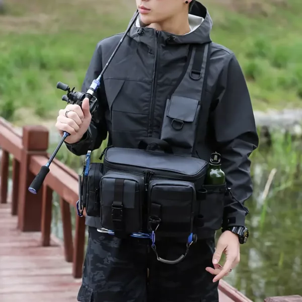 Sac de pêche multifonction avec canne intégrée et kit complet d’accessoires