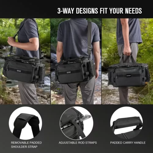 Sac de pêche avec 3 boîtes – toile 600D robuste et rangement multifonction