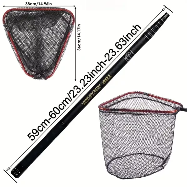 Epuisette de pêche pliable en alliage et filet résistant – manche carbone robuste