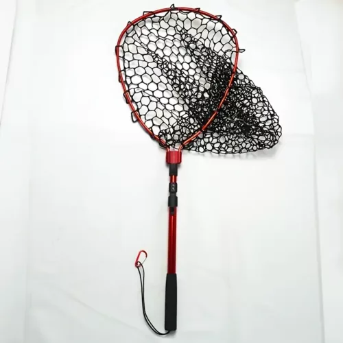 Filet de pêche pliable en aluminium avec poche silicone et mailles fines
