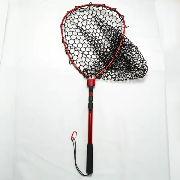 Filet de pêche pliable en aluminium avec poche silicone et mailles fines
