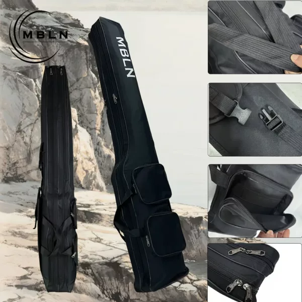 Sac fourreau pour canne à pêche – étui portable grande capacité avec poches accessoires