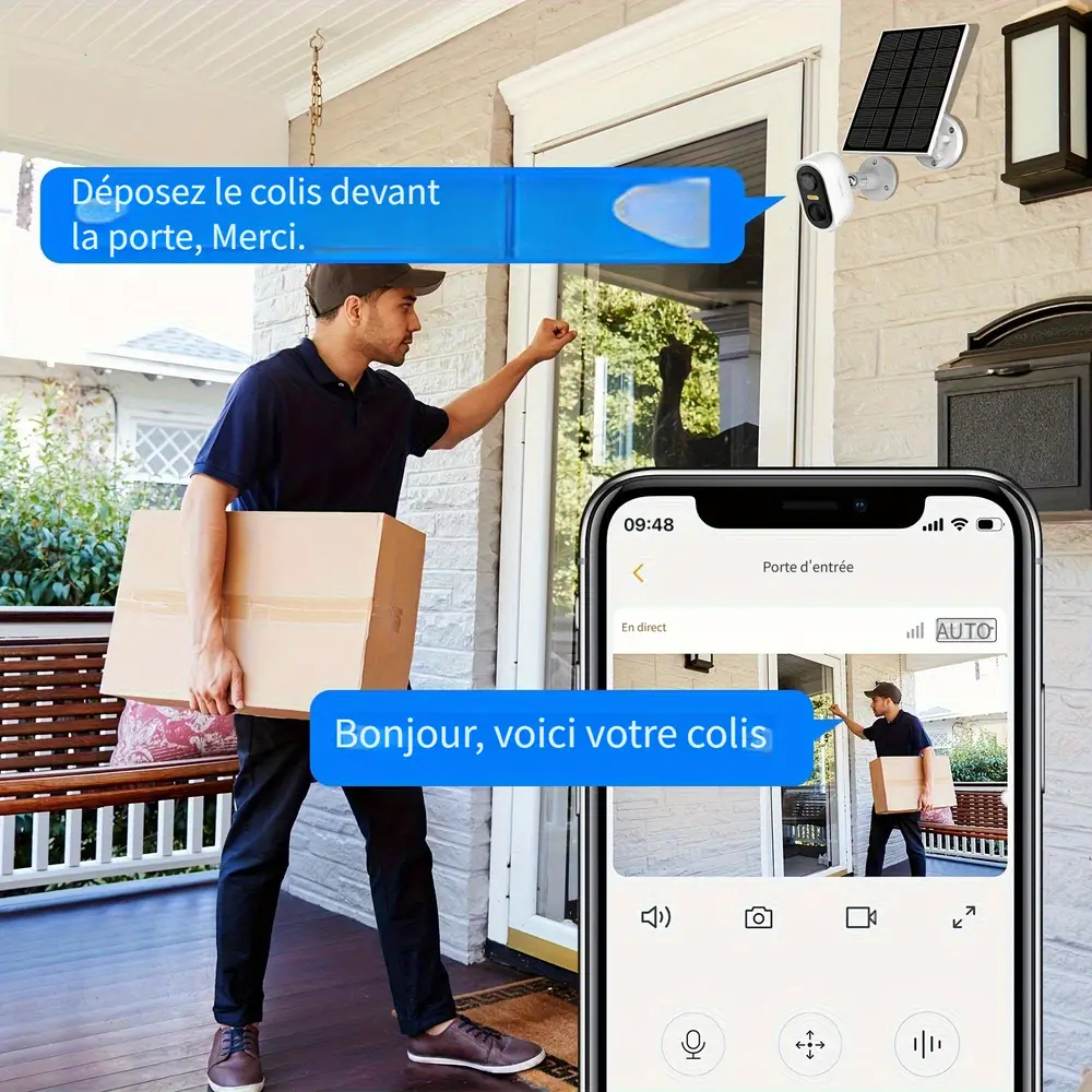 Caméras de surveillance solaires sans fil – pack de 4 avec détection de mouvement