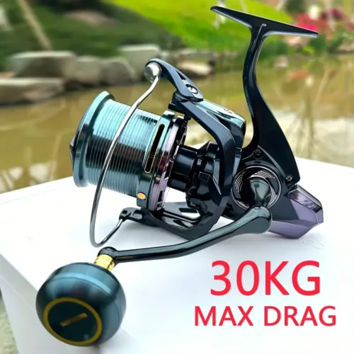 Moulinet de pêche rotatif haute tension – traînée 30 kg ambidextre robuste