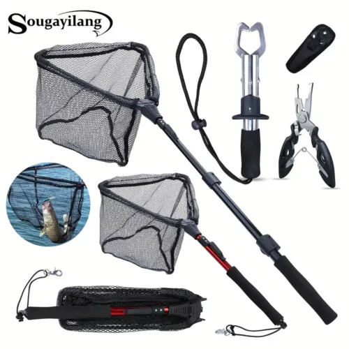 Kit pêche télescopique avec pince multifonction et filet pliable inoxydable
