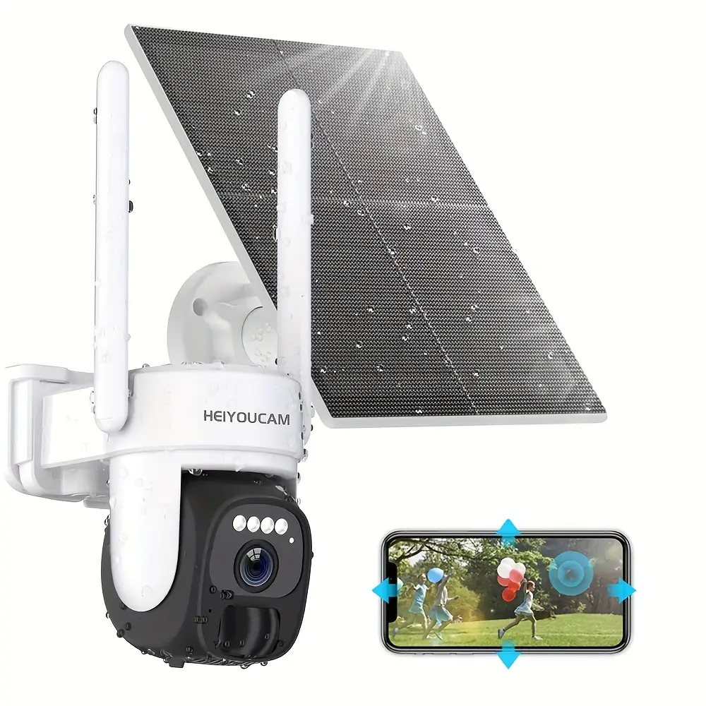 Caméra de surveillance extérieure sans fil solaire – rotation 360° et vision nocturne