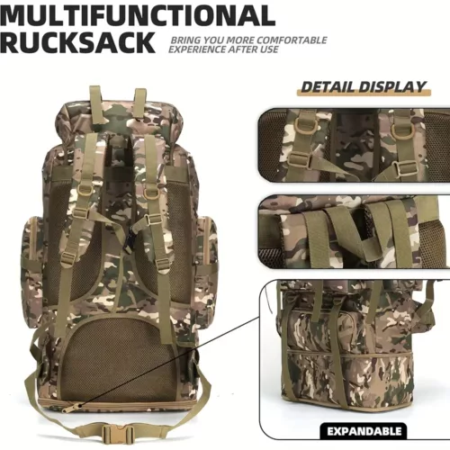 Sac à dos randonnée camouflage militaire imperméable – grande capacité outdoor
