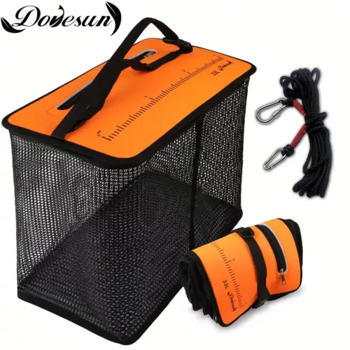 Panier de pêche flottant pliable avec filet à séchage rapide et poignée renforcée