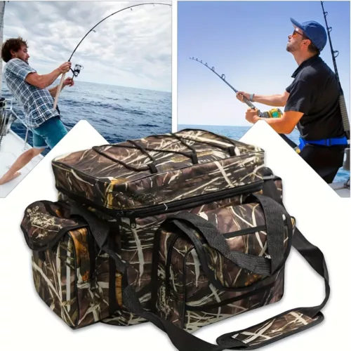 Sac de pêche pour homme grande capacité – motif camouflage et multiples poches