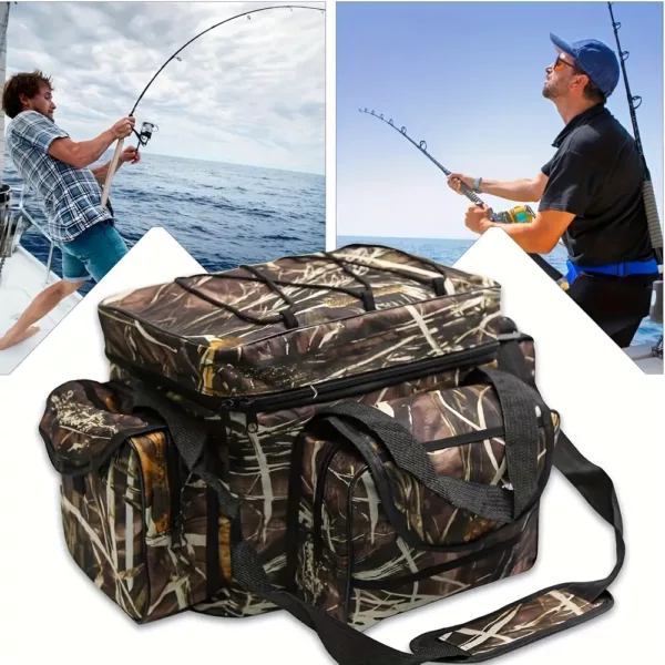Sac de pêche pour homme grande capacité – motif camouflage et multiples poches