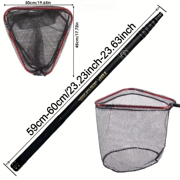 Epuisette de pêche pliable en alliage et filet résistant – manche carbone robuste