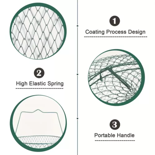 Panier de pêche pliable flottant anti-rouille pour poissons, crevettes et écrevisses