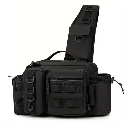 Sac à dos de pêche multifonction avec poches modulables et sangles Molle robustes