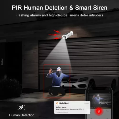 Caméras de surveillance extérieures solaires sans fil – lot de 2 avec détection mouvement