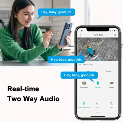 Caméra de surveillance solaire 3MP – vision 360° HD couleur, alerte et interphone