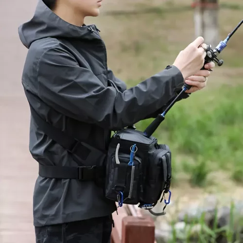 Sac de pêche multifonction avec canne intégrée et kit complet d’accessoires