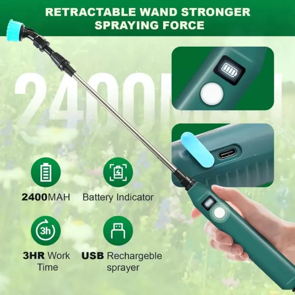 Pulvérisateur électrique à lance télescopique avec buse réglable – usage jardin