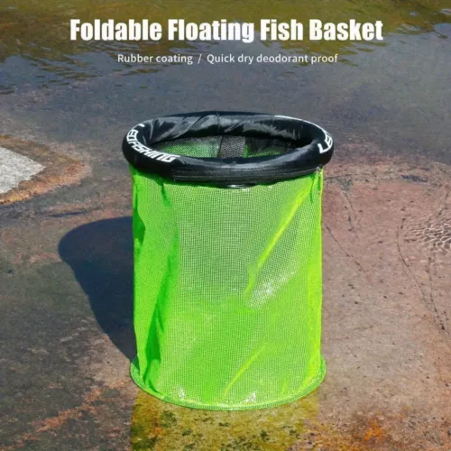 Bourriche de pêche avec panier, filet et flotteur – rangement poissons pratique