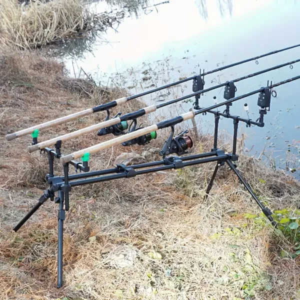 Support de canne à pêche 3 postes en alliage d’aluminium réglable et stable