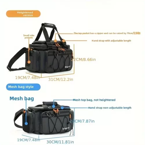Sac de pêche multifonction – bandoulière renforcée, grande capacité, usage extérieur