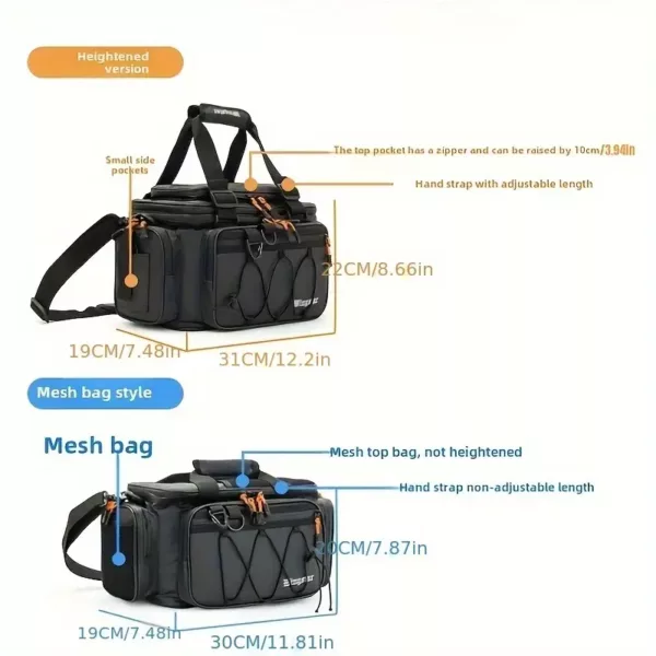 Sac de pêche multifonction – bandoulière renforcée, grande capacité, usage extérieur