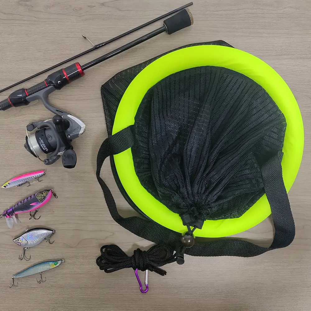 Panier de pêche flottant pliable en nylon – sac bourriche portable durable