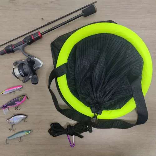 Bourriche de pêche flottante pliable en nylon – panier rond portable durable