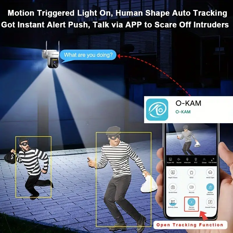 Caméra de surveillance extérieure sans fil solaire – rotation 360° et vision nocturne