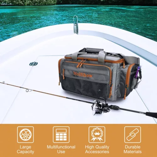 Sac de rangement rigide pour accessoires de pêche – poignée robuste et zippé