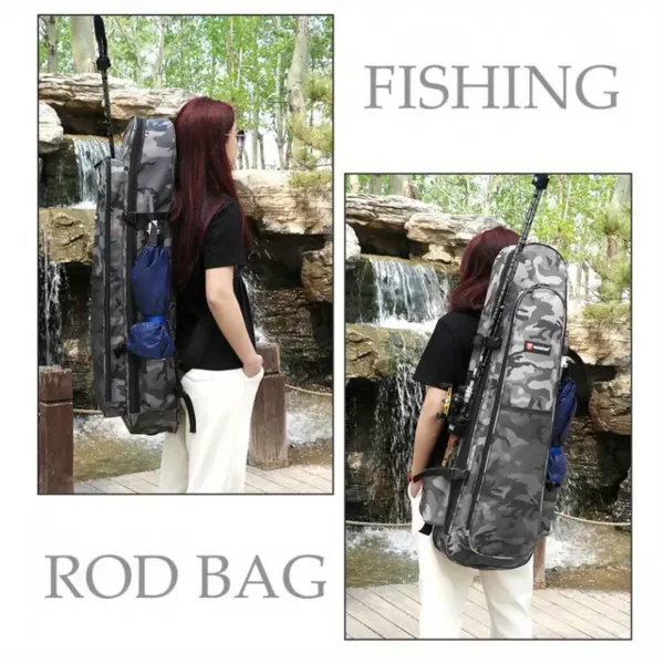 Sac à cannes à pêche rigide avec bretelles doubles – rangement multi-compartiments