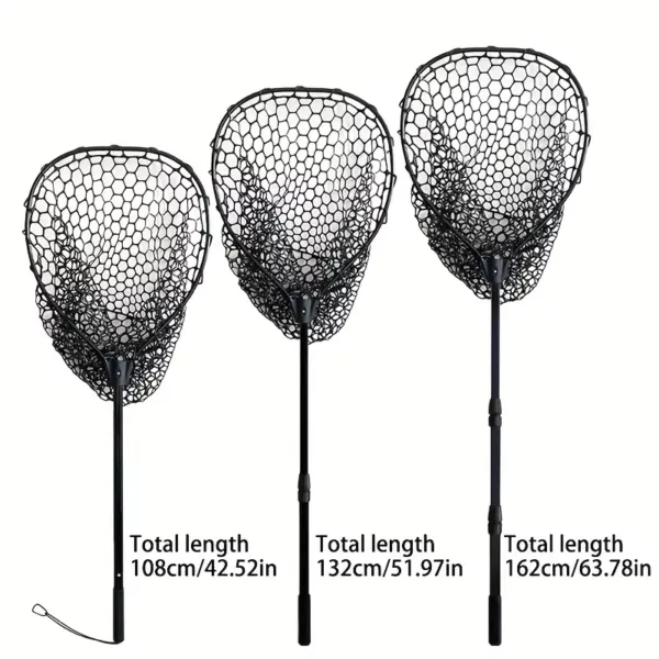 Epuisette de pêche en aluminium pliable avec filet silicone anti-accrocs