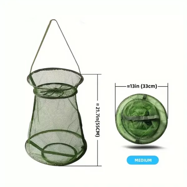 Bourriche de pêche pliable en nylon renforcé – panier filet robuste et compact