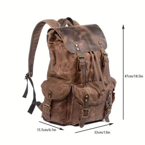 Alternative view of Sac à dos vintage en cuir Crazy Horse marron – robuste et idéal pour le voyage