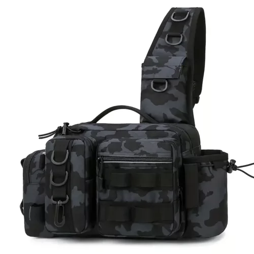 Sac à dos de pêche multifonction avec poches modulables et sangles Molle robustes