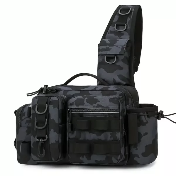 Sac à dos de pêche multifonction avec poches modulables et sangles Molle robustes