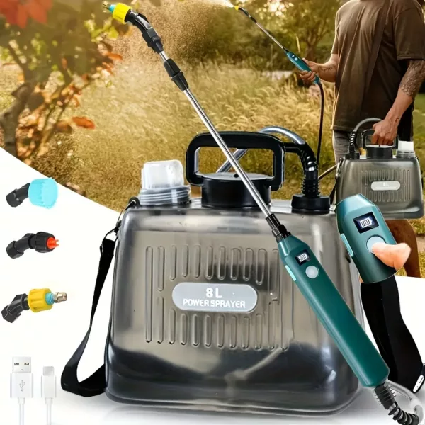 Pulvérisateur électrique à lance télescopique avec buse réglable – usage jardin