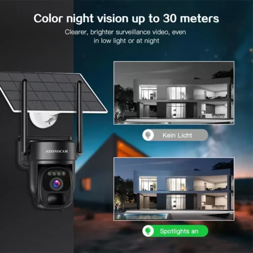 Caméra de surveillance extérieure solaire sans fil 1080P HD avec vision nocturne