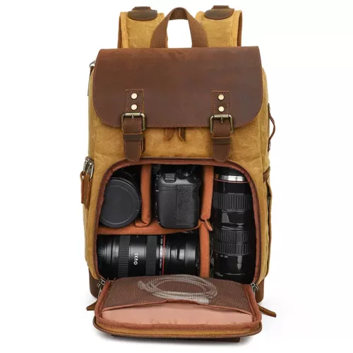 Sac à dos photo en toile batik étanche – compatible DSLR et ordinateur portable