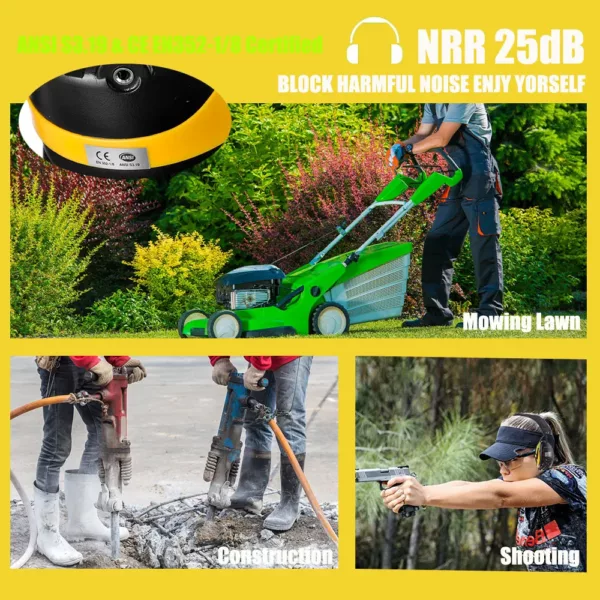 Casque anti-bruit électronique avec radio AM/FM – NRR 25dB – noir sécurité